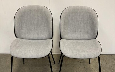 NOT SOLD. GamFratesi: "Beetle". A pair of dining chair, upholstered with grey linen, legs of black lacquered metal. Manufactured by Gubi. H. 88 cm. (2) – Bruun Rasmussen Auctioneers of Fine Art