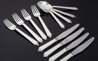 Georg Jensen, 'Pyramid', sterling silver lunch cutlery for 4 (12)