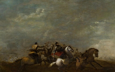 Georg Philipp Rugendas (1666-1742), Equestrian battle, 18th c., Oil on wood