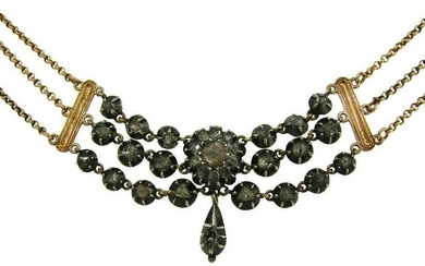 Georgian Diamond Silver Yellow Gold NECKLACE French