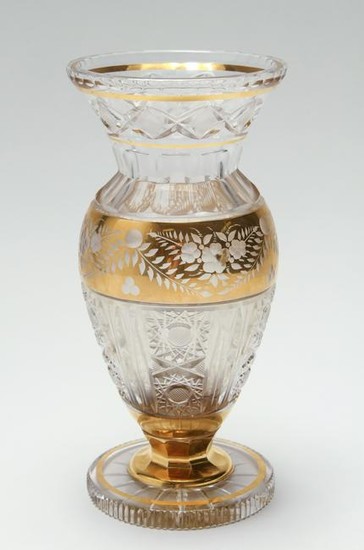 Gilt And Cut Glass Floral Motif Vase