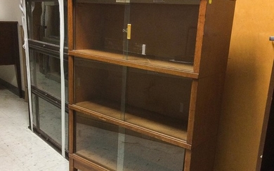 Globe-Wernicke Glazed Oak Three-stack Barrister Bookcase