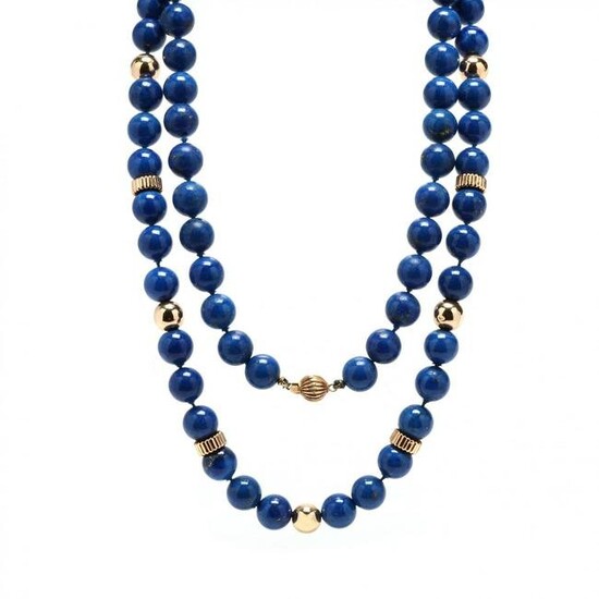 Gold and Lapis Lazuli Bead Necklace
