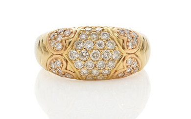 Gold and Pavé-set Diamond Ring