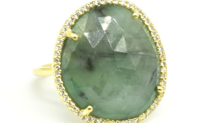 Gold plated Sil Emerald Cz(9.1ct) Ring