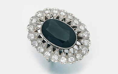 Large Art Deco sapphire ring