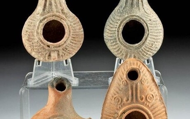 Group of 4 Roman Pottery Oil Lamps