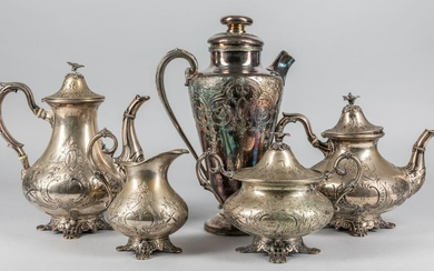 Group of Sterling & Silver Plate Tea Pots