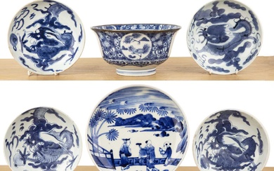 Group of blue and white porcelain Chinese and Japanese to...