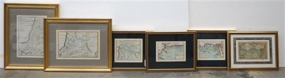 Group with Six Color Engraved Maps of the Middle East, Largest: 16 x 20-1/2 inches