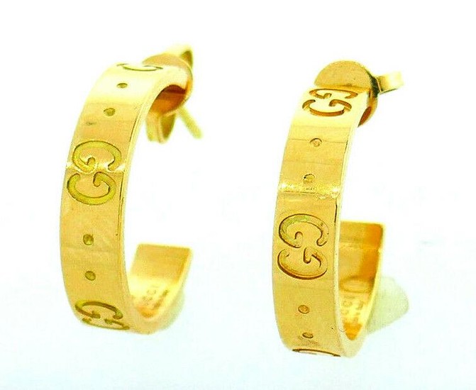 Gucci 18k Yellow Gold Signature Double G Hoop Earrings