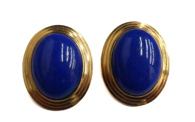 Gump's 14k Yellow Gold and Lapis Lazuli Clip Earrings