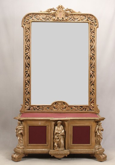 HALL MIRROR WITH BENCH