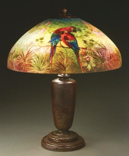 HANDEL JUNGLE BIRD TABLE LAMP.