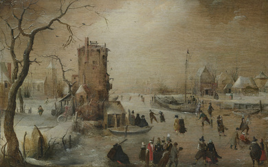 HENDRICK BARENTSZ. AVERCAMP (AMSTERDAM 1585-1634 KAMPEN) A winter scene wit...