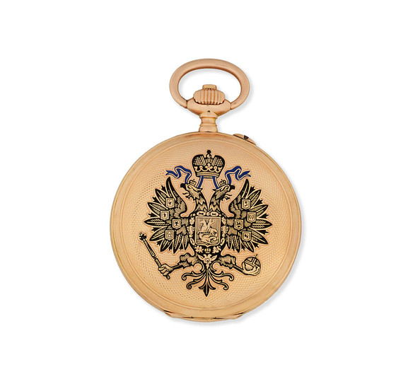 Haber Type. A 14K gold keyless wind full hunter pocket watch made for the Russian Market