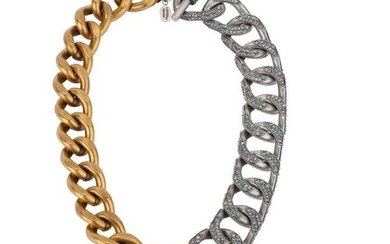 Half-set composed of a necklace and a bracelet in a large gilded and silver bracelet