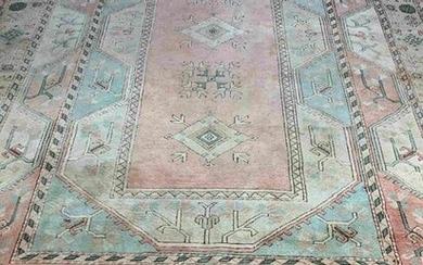 Hand Knotted Oushak Rug 14x8.8 ft