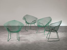 Harry Bertoia Quattro sedie modello DIAMOND tondino e rete...