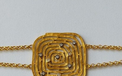 Heritage Jewelry By Bars - 24 kt. Gold, Silver - Bracelet - 0.12 ct Diamond