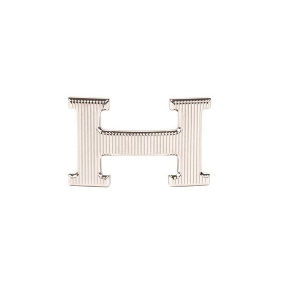 Hermès - Boucle de ceinture strié modèle "Calandre" en métal argent palladium (37mm) Belt buckle