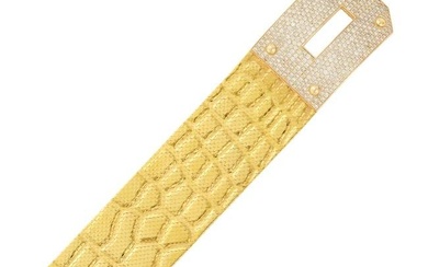Hermès Wide Gold and Colored Diamond 'Milanese Mesh Kelly' Bracelet, France