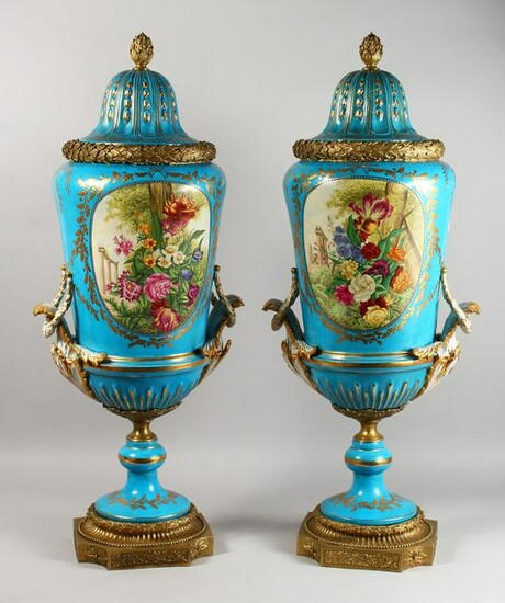 IN THE STYLE OF SEVRES - A LARGE PAIR OF PORCELAIN