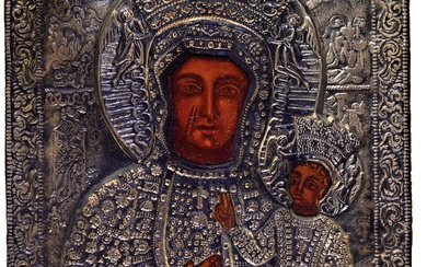 Icon, Russia, around 1920, Virgin Mother Mary with baby Jesus,...