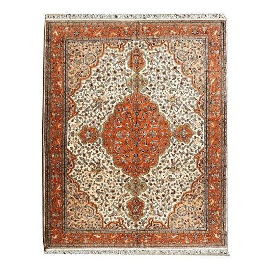 Indian Tabriz Style Wool Carpet.