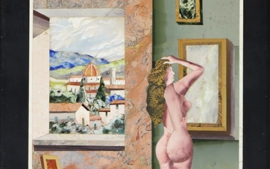 Italian School pietra dura stone picture of nude in artist's studio