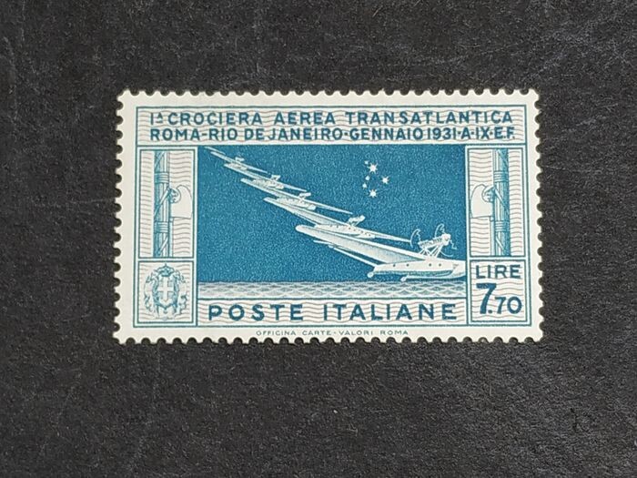Italy - Kingdom 1930 transatlantic cruise of Balbo 7.70 sky blue and grey, Sassone no. 25