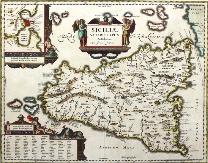 Italy, Sicilia; Abraham Ortelius / Johannes Janssonius - Siciliae veteris typus. - 1651-1660
