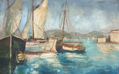 J. Brandani (XX) - Barche a vela nel porto