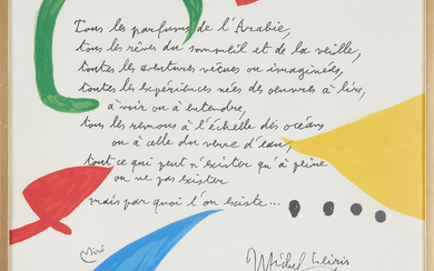 JOAN MIRÓ. after, Tous les parfums de l'Arabie... “, lithograph in colour, signed in print, numbered 160/500.