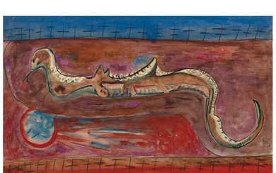 JUAN SORIANO, Serpiente, Firmada y fechada 8 / 54, Acuarela, pastel y carboncillo sobre papel, 48.5 x 75 cm | JUAN SORIANO, Serpiente, Signed and date