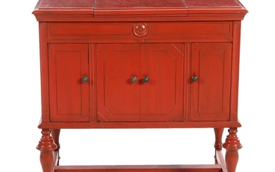 Jacobean Revival Red-Painted Converted Record Player Cabinet