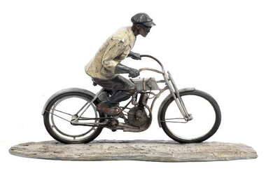 Jeff Decker (American, 1966-), 'Walter Davidson - Harley-Davidson's 1000 Plus 5', a limited edition bronze sculpture, 2004