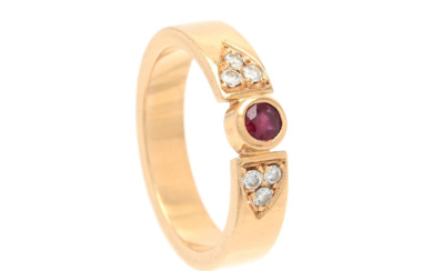 Jewellery Ring RING, 18K gold, ruby, brilliant cut diamonds appro...