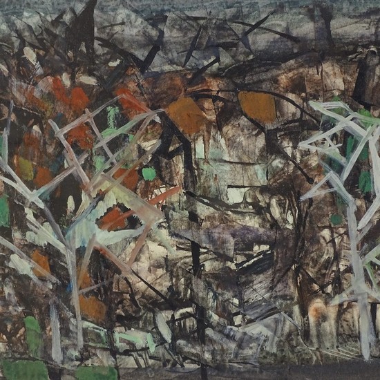 John Graham, gouache, abstract landscape, 1968, signed, 11" ...