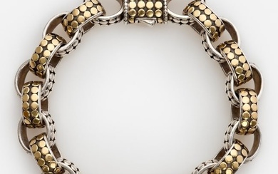 John Hardy Two Tone Link Bracelet from the Dot Collection in Sterling + 18k