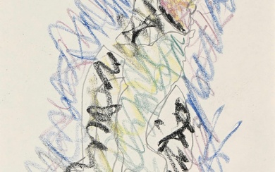 Karel APPEL (1921-2006) "Composition", Dessin aux crayons de couleur signé en bas à droite daté...