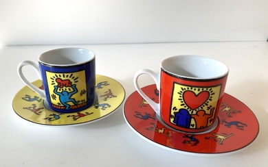 Keith Haring (after) - set of 2 espresso cups and...