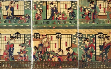 'Kōshirō zensei no zu' 甲子楼全盛之図 (The Kōshirō House of Pleasure in Full Swing) - ca 1870-80 - Utagawa Yoshitora (act. ca. 1836-1887) - Japan - Meiji period (1868-1912)
