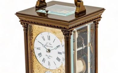 L' Epee (Sainte Locavore, France) Brass Pillar Case Carriage Clock with Repeater And Alarm Dial Ca.