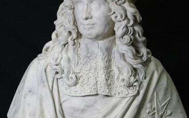 LOUIS XIV CAST BUST WITH MARBLE DUST ACCENT