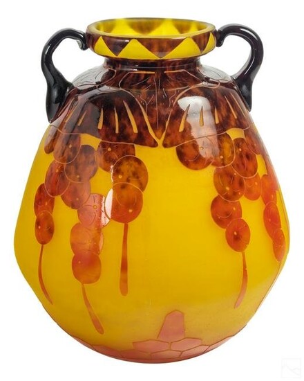 La Verre Francais Groseilles French Art Glass Vase