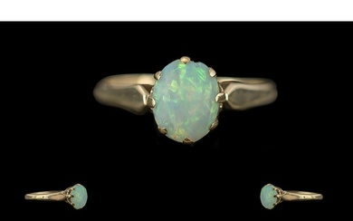 Ladies Attractive 9ct Gold Single Stone Opal Set Ring - Full...