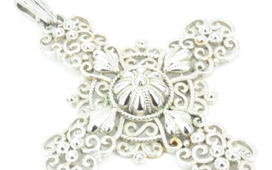 Large Crown Trifari Cross Necklace Pendant