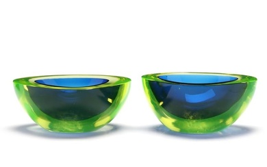 Large Pair of Murano Sommerso Glass Bowls