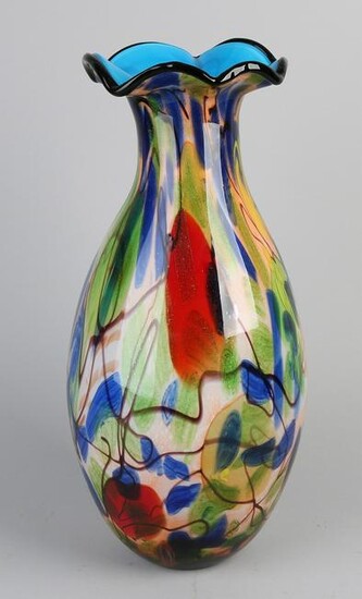 Large modern glass vase. Glass fusing. 21st century.